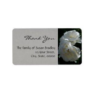 Wild White Roses Thank You Label 1