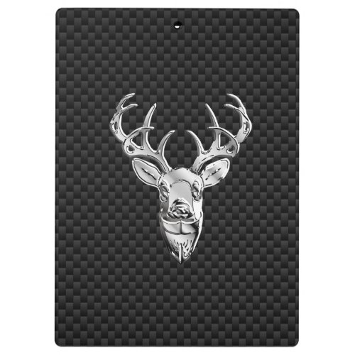 Wild White Tail Deer on Carbon Fiber Style Print Clipboard