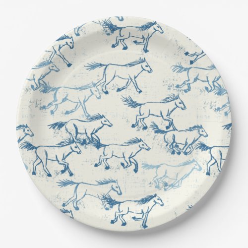 Wild Wild Horses Indigo Paper Plates