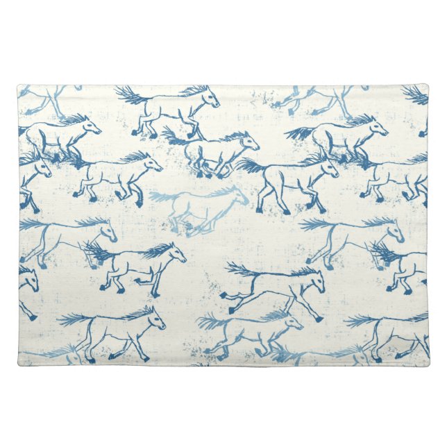 Wild Wild Horses Indigo Table Placemats (Front)