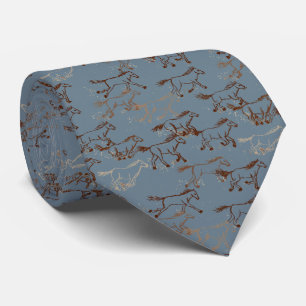 Wild Wild Horses Slate Blue Gray Neck Tie