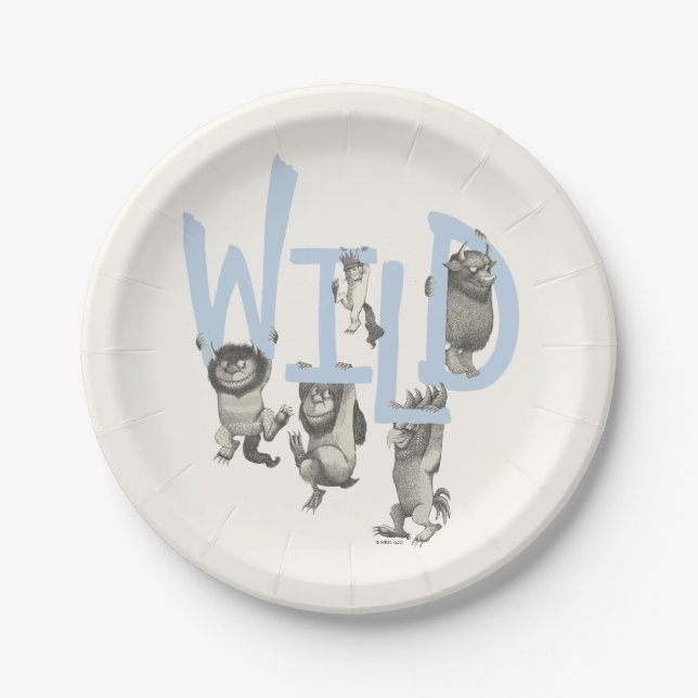 WILD | Wild Things and Max - Blue Paper Plates (Front)