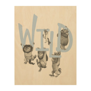 WILD   Wild Things and Max - Blue Wood Wall Art
