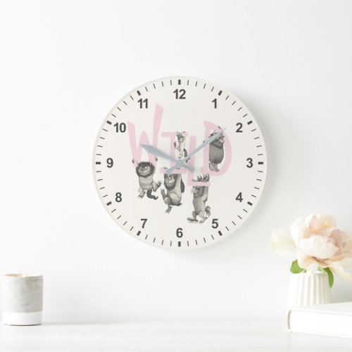 WILD  Wild Things and Max _ Pink Large Clock