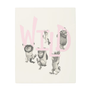 WILD Wild Things and Max - Pink Metal Print