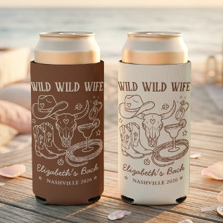 Wild Wild West Cowgirl Western Bachelorette Slim Seltzer Can Cooler