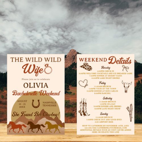 Wild Wild Wife Bachelorette Weekend Itinerary Invitation