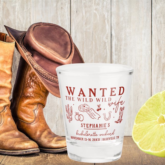 Wild Wild Wife Red Bachelorette Party Favor Gift Shot Glass (Creator Uploaded)