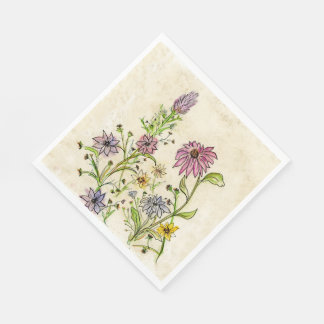 Wild Wildflowers design on paper napkins