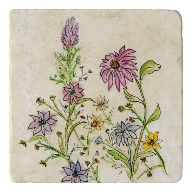 Wild Wildflowers on a Trivet (Front)