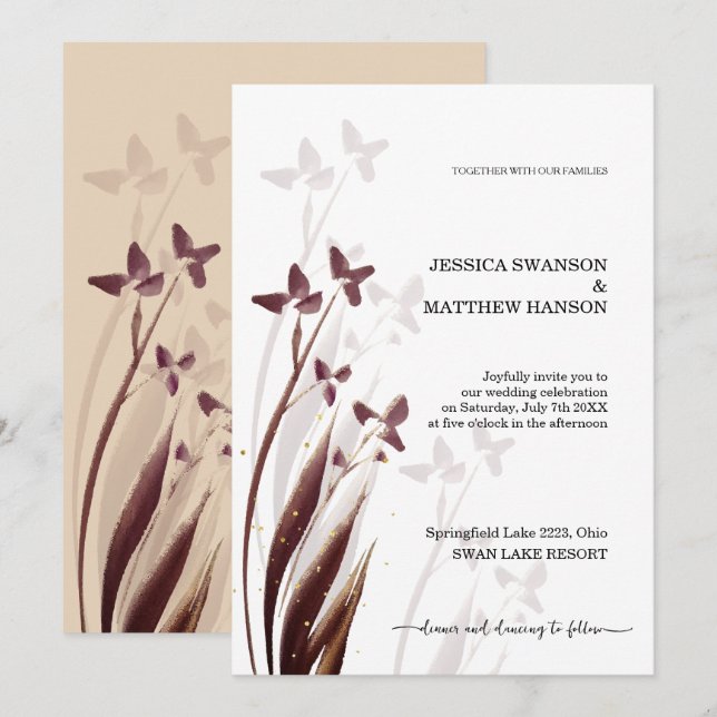 Wild & Wine-Stained Watercolor Floral Invitation (Front/Back)