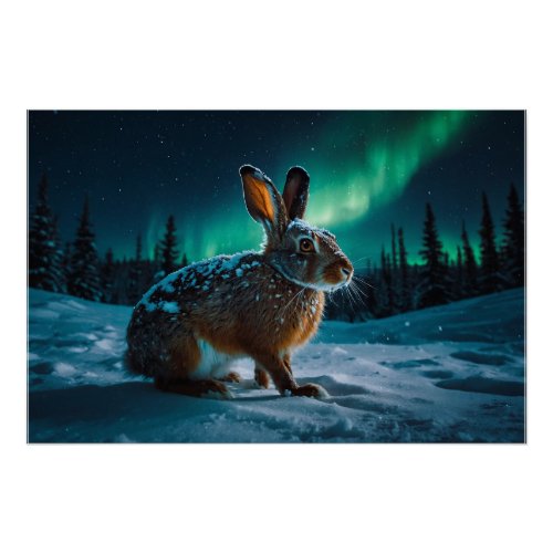 Wild Winter Hare  Aurora Wildlife Design Poster