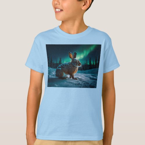 Wild Winter Hare  Aurora Wildlife Design T_Shirt