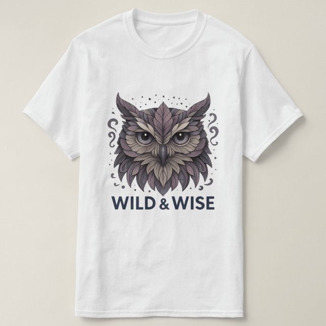 Wild & Wise Owl Art Design T-Shirt (Design Front)