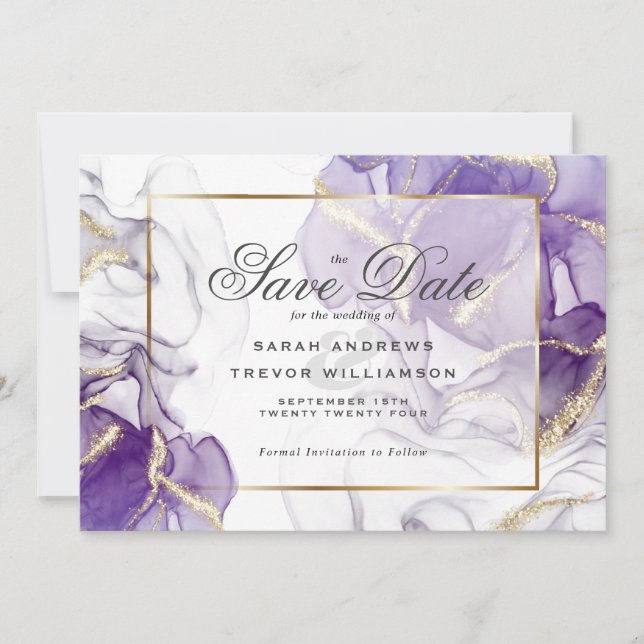 Wild Wisteria Gold Abstract Invitation (Front)