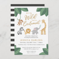 Wild with Excitement Jungle theme baby shower Invitation