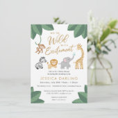 Wild with Excitement Jungle theme baby shower Invitation (Standing Front)