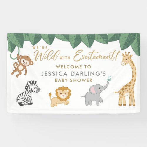WILD with Excitement Safari Theme Baby Shower  Foa Banner