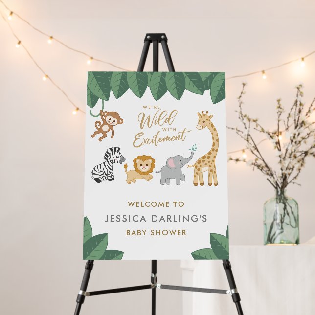 WILD with Excitement Safari Theme Baby Shower  Foam Board (In Situ (Stand))