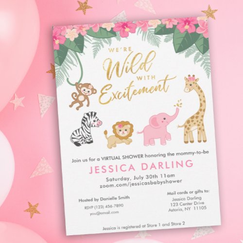 Wild with Excitement VIRTUAL baby shower Invitation