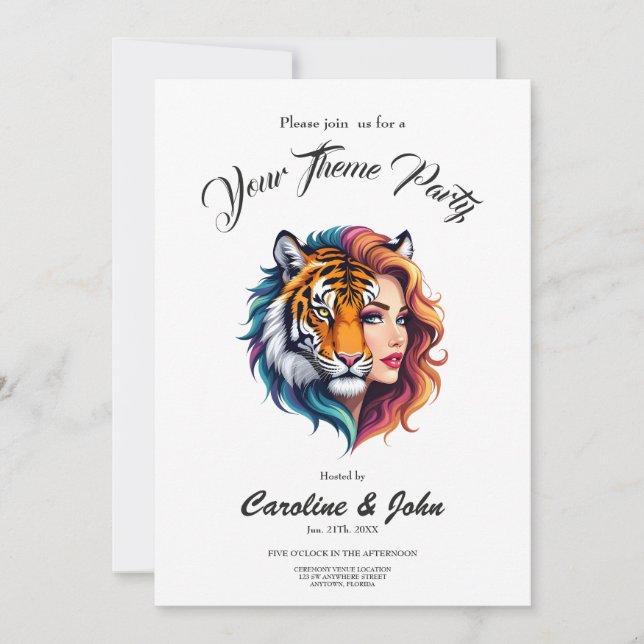 Wild Within – Tiger Spirit Goddess. Invitation (Front)