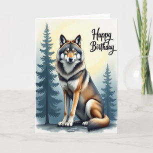Wild Wolf Art Birthday Card