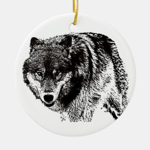 Wild Wolf Ceramic Ornament
