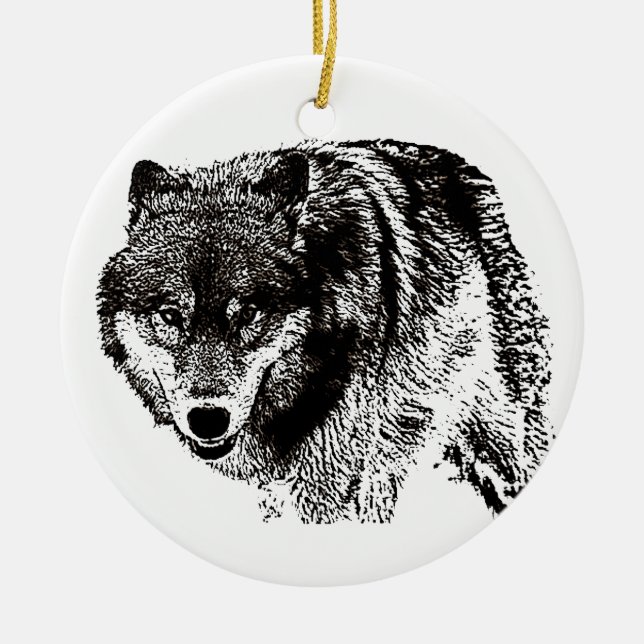 Wild Wolf Ceramic Ornament (Front)