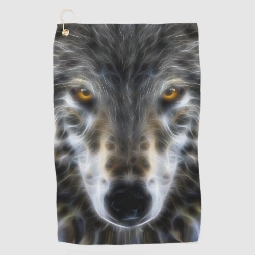 Wild Wolf Eyes Decor on Golf Towel