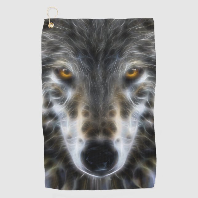 Wild Wolf Eyes Decor on Golf Towel (Front)