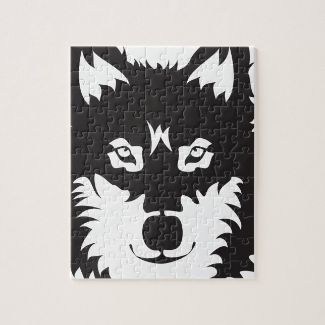 Wild Wolf Face Silhouette Jigsaw Puzzle (Vertical)