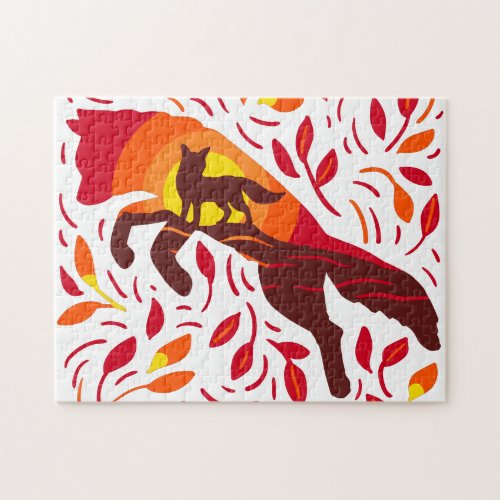 Wild Wolf Fox Autumn Fall Colors Animal Wildlife Jigsaw Puzzle