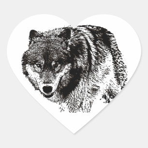 Wild Wolf Heart Sticker