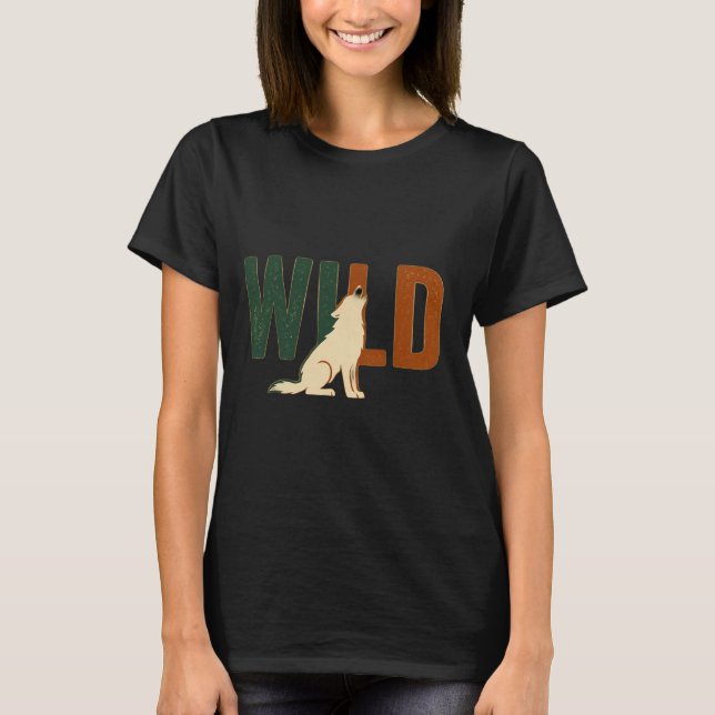 Wild Wolf Howling Nature Adventure Design T-Shirt (Front)