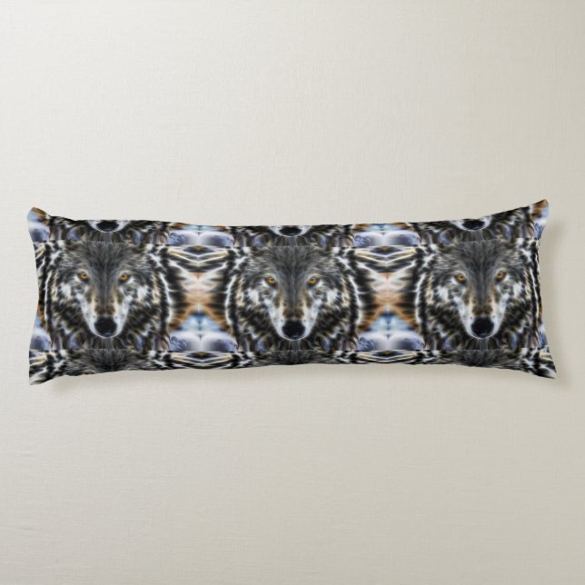 Wild Wolf Inspirational Portrait Body Pillow (Back)