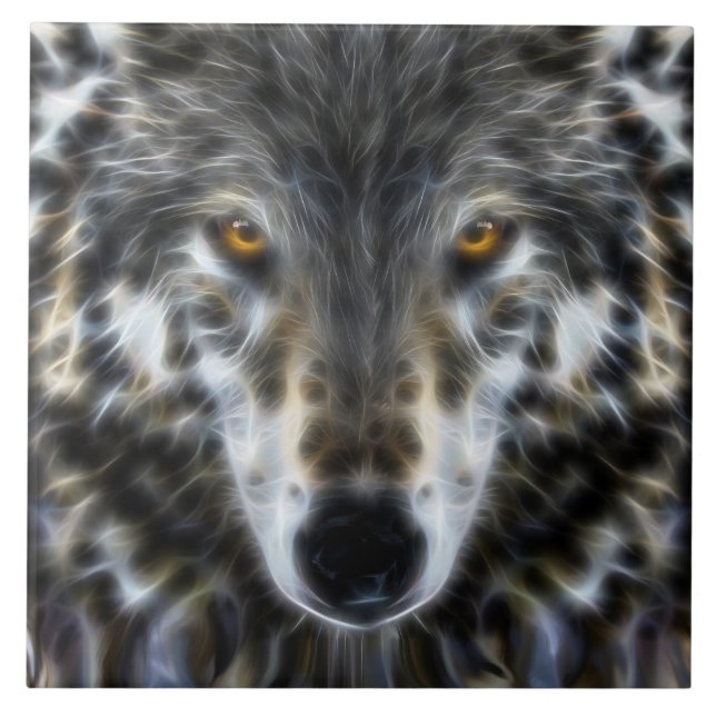 Wild Wolf Inspirational Portrait Ceramic Tile (Front)