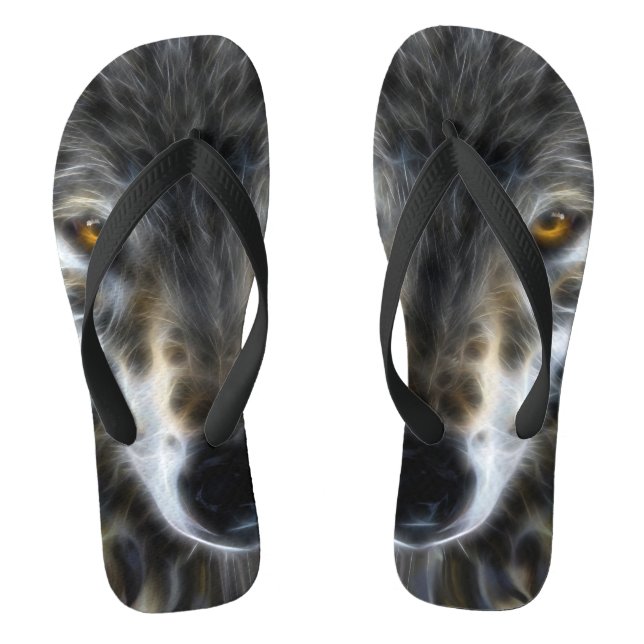 Wild Wolf Inspirational Portrait Flip Flops (Footbed)