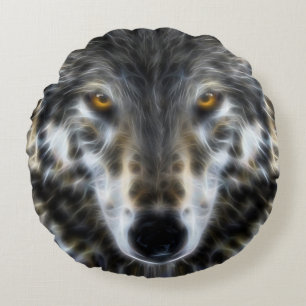 Wild Wolf Inspirational Portrait Round Pillow