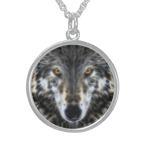 Wild Wolf Inspirational Portrait Sterling Silver Necklace