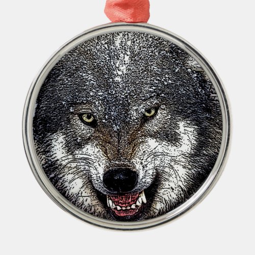 Wild Wolf Metal Ornament