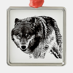 Wild Wolf Metal Ornament