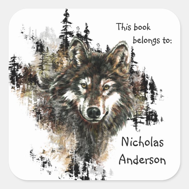 Wild Wolf Mountain Art Custom Bookplate art (Front)