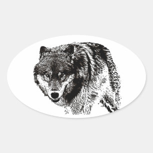 Wild Wolf Oval Sticker