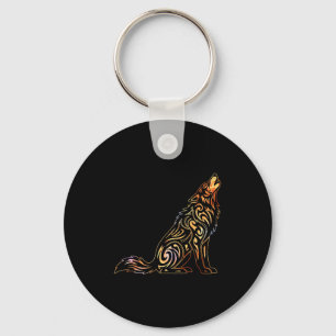 Wild Wolf Pack Retro Vintage Wildlife Lone Colorfu Keychain