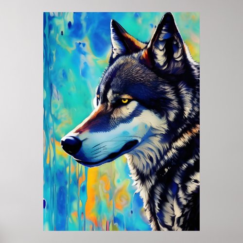 Wild Wolf Painting Art Poster