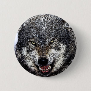 Wild Wolf Pinback Button