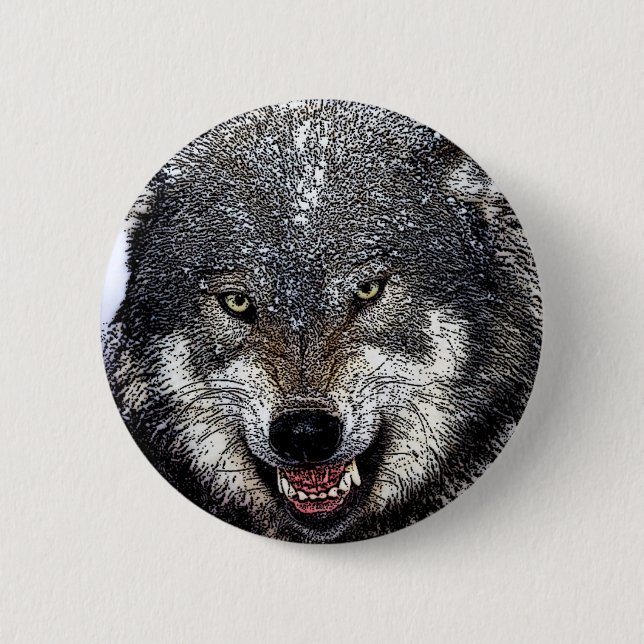 Wild Wolf Pinback Button (Front)