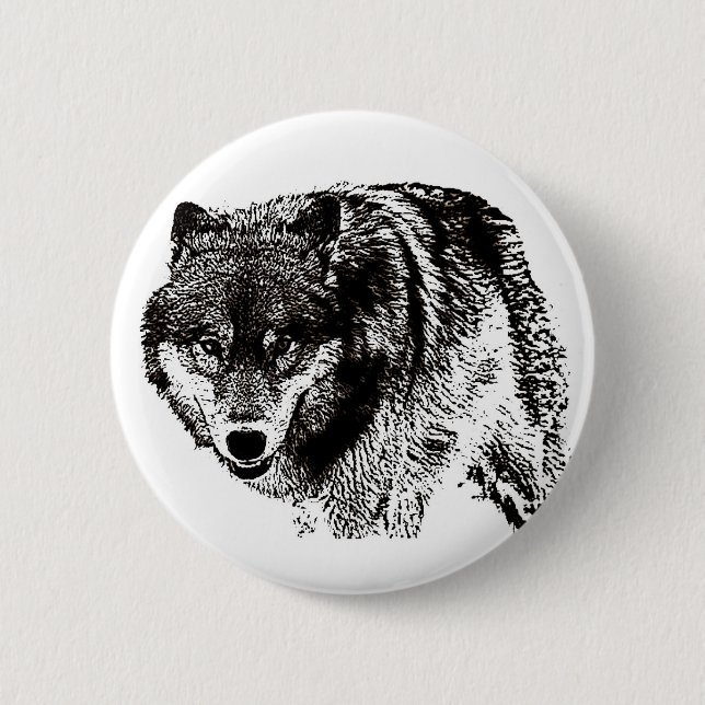 Wild Wolf Pinback Button (Front)