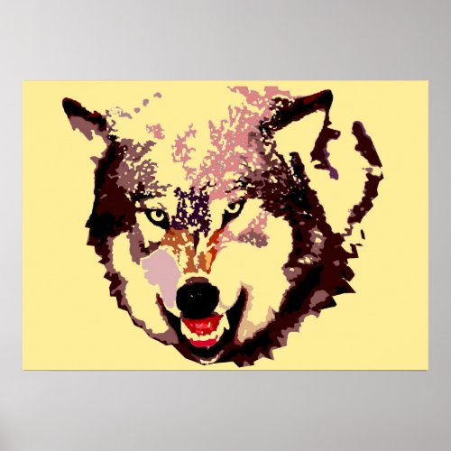 Wild Wolf Pop Art Poster _ Animal Artworks