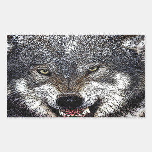 Wild Wolf Rectangular Sticker